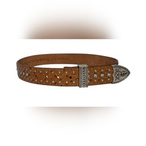 Ariat Women's Western Rhinestone Silver Ostrich-Style Print Belt No Buckle 30/75